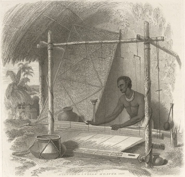 A weaver weaving muslin